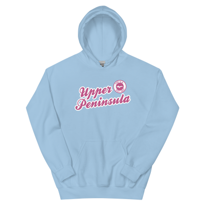 'Upper Peninsula EST. 1837' Hoodie (Apple Blossom Pink Script Font) | Unisex Standard