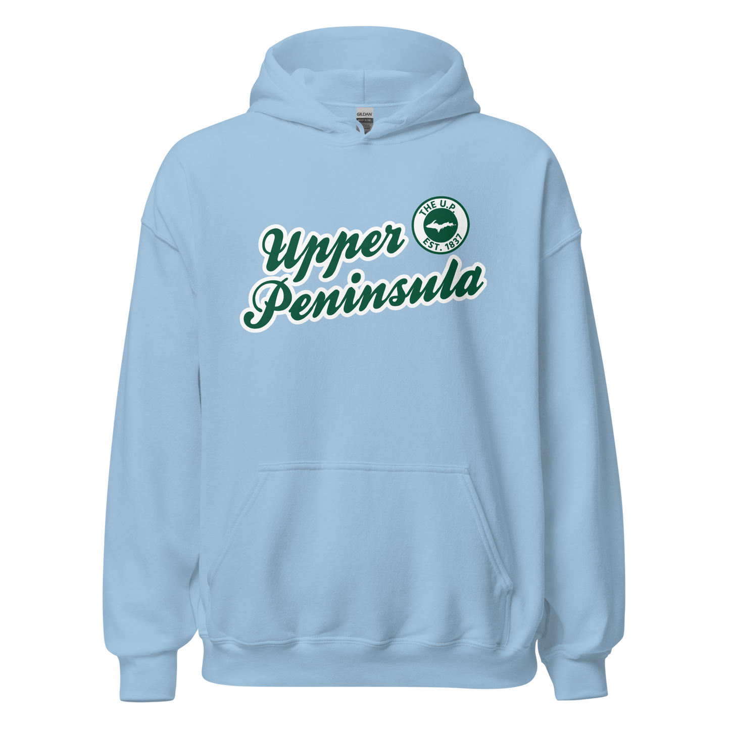 'Upper Peninsula EST. 1837' Hoodie (Superior Green Script Font) | Unisex Standard