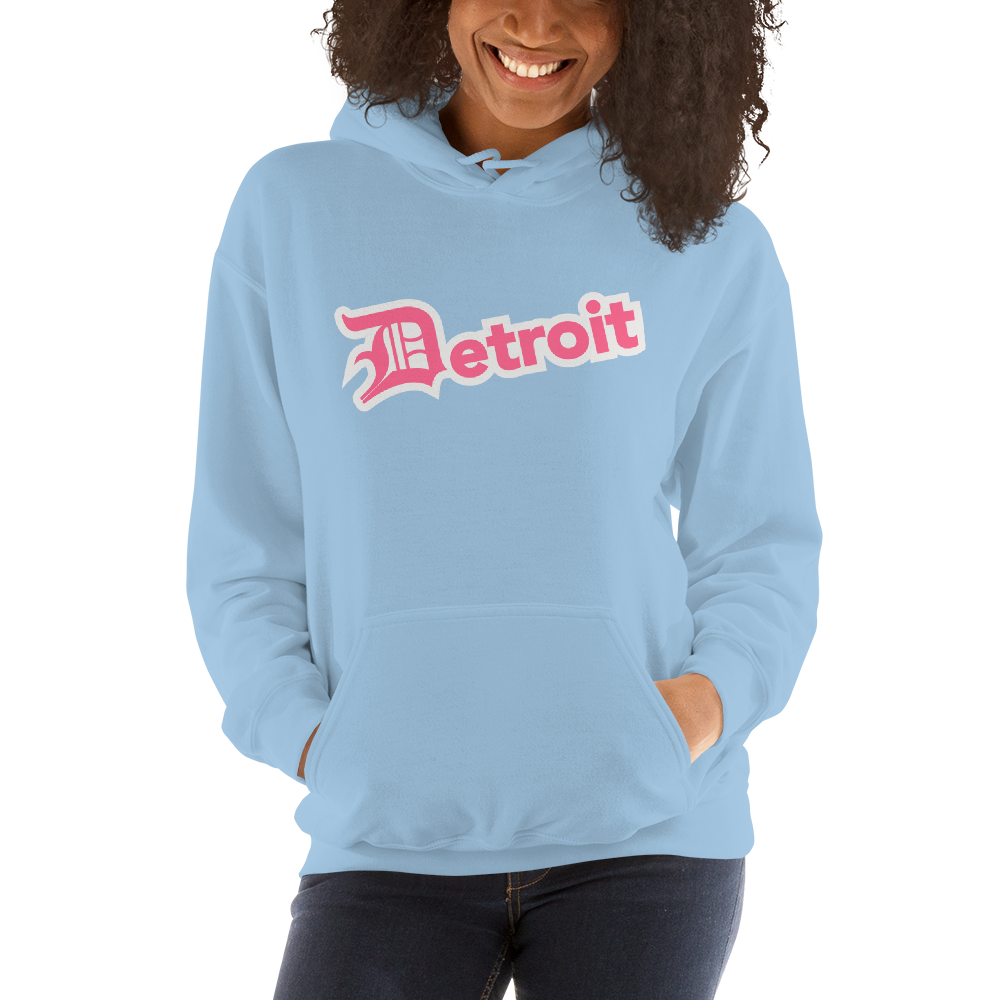 'Detroit' Hoodie (Rhodochrosite Pink w/ Old English 'D') | Unisex Standard