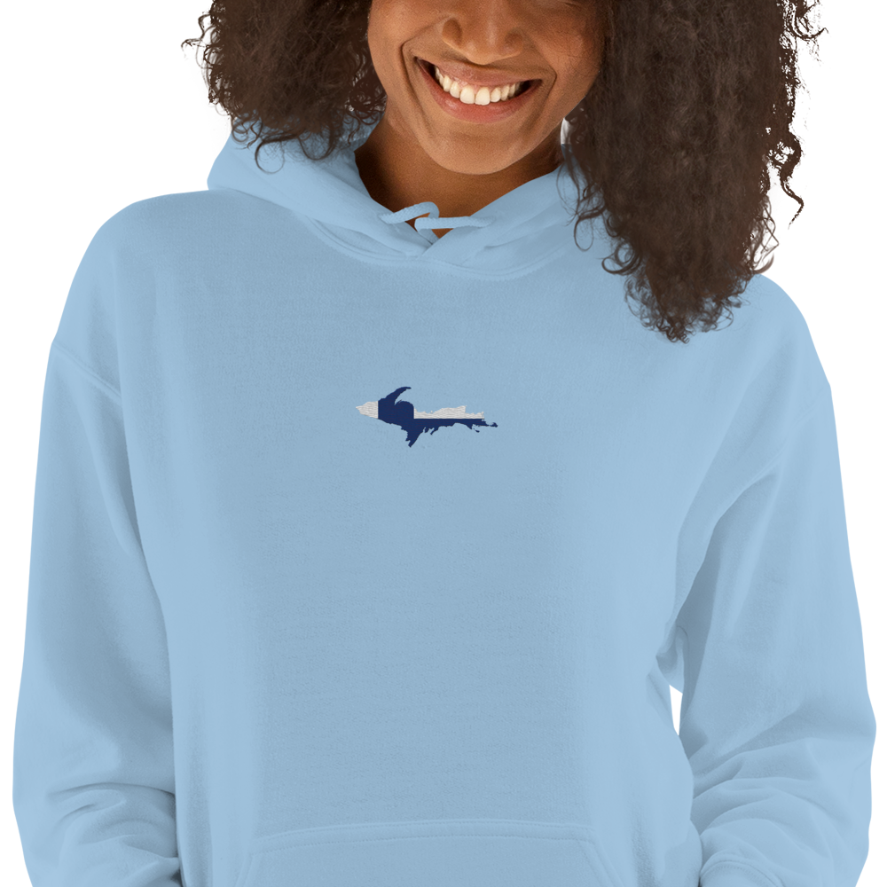 Michigan Upper Peninsula Hoodie (w/ Embroidered UP Finland Flag Outline) | Unisex Standard