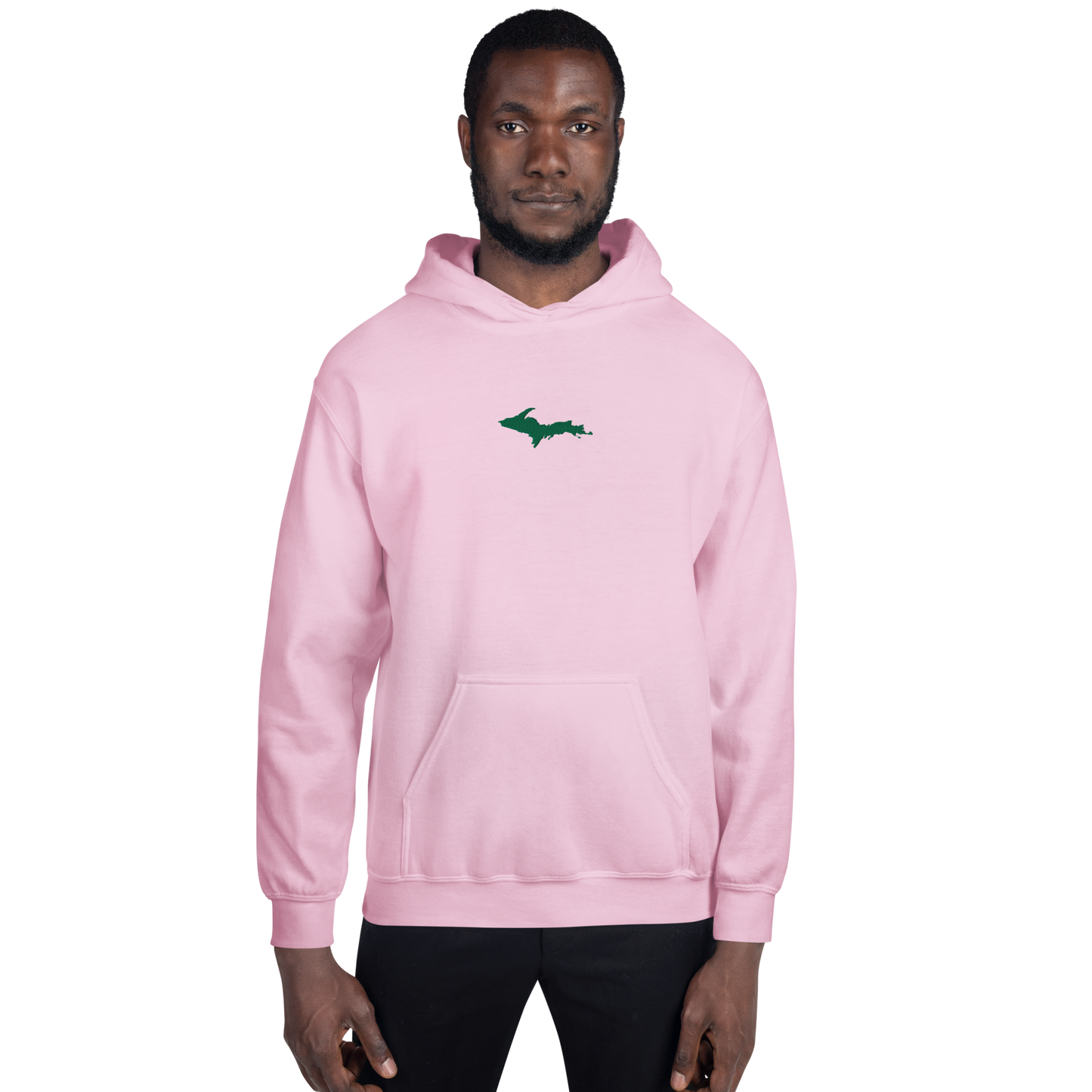 Michigan Upper Peninsula Hoodie (w/ Embroidered Green UP Outline) | Unisex Standard