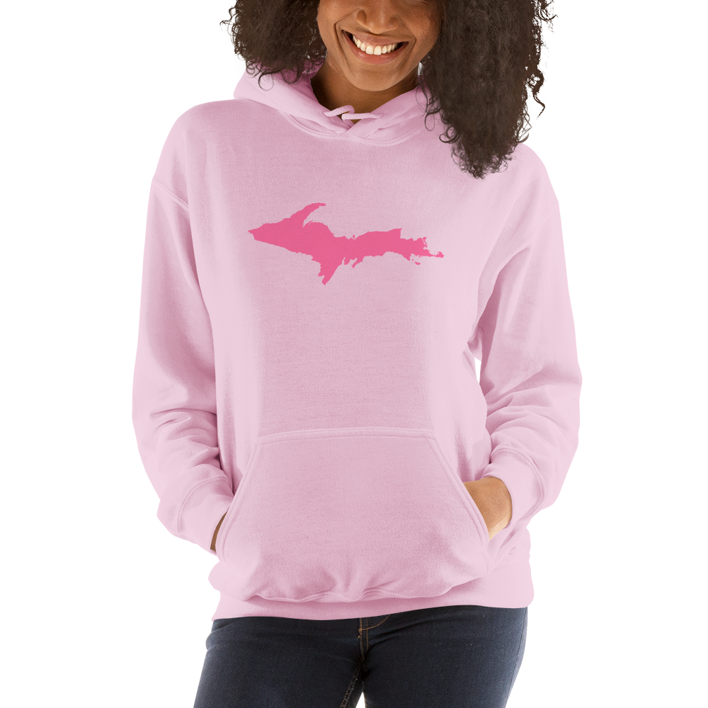 Michigan Upper Peninsula Hoodie (w/ Pink UP Outline) | Unisex Standard