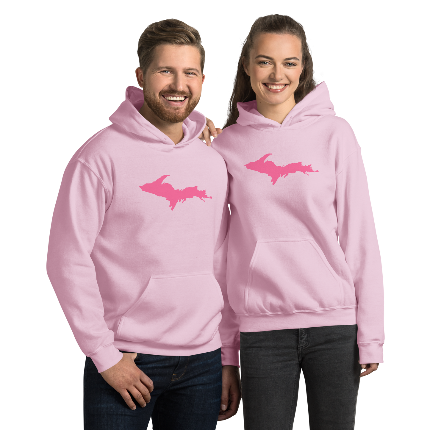 Michigan Upper Peninsula Hoodie (w/ Pink UP Outline) | Unisex Standard