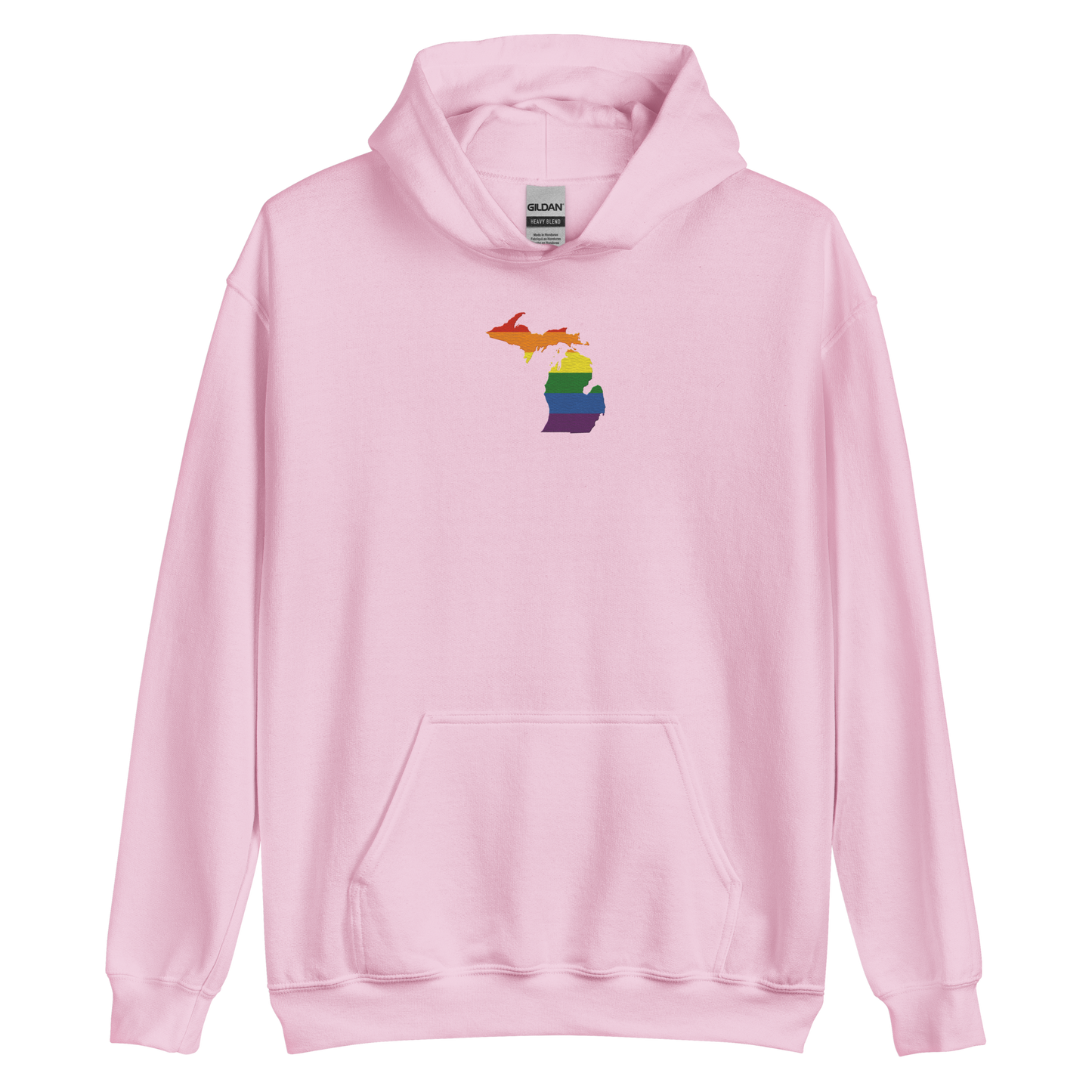 Michigan Hoodie (w/ MI Rainbow Pride Flag) | Unisex Standard - Emb.