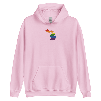 Michigan Hoodie (w/ MI Rainbow Pride Flag) | Unisex Standard - Emb.