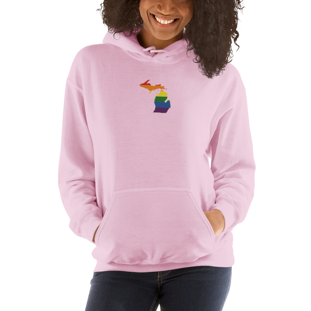 Michigan Hoodie (w/ MI Rainbow Pride Flag) | Unisex Standard - Emb.