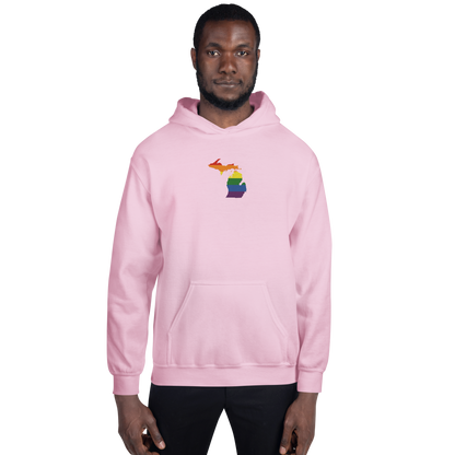 Michigan Hoodie (w/ MI Rainbow Pride Flag) | Unisex Standard - Emb.