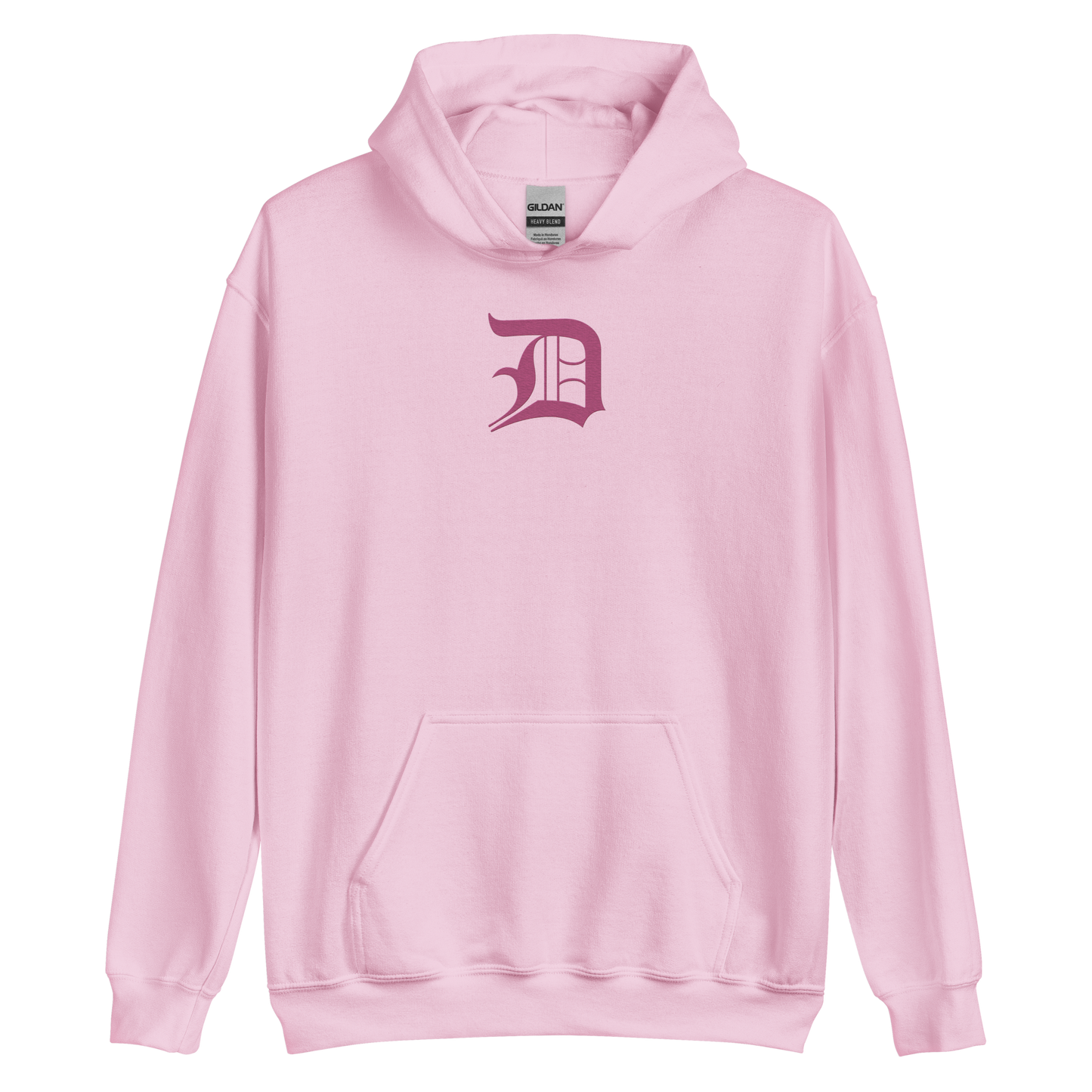 Detroit 'Old English D' Hoodie (Apple Blossom Pink) | Unisex Standard - Emb.