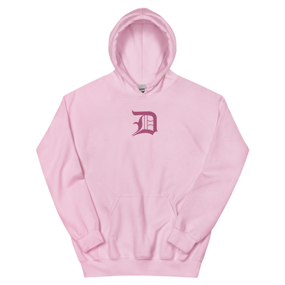 Detroit 'Old English D' Hoodie (Apple Blossom Pink) | Unisex Standard - Emb.