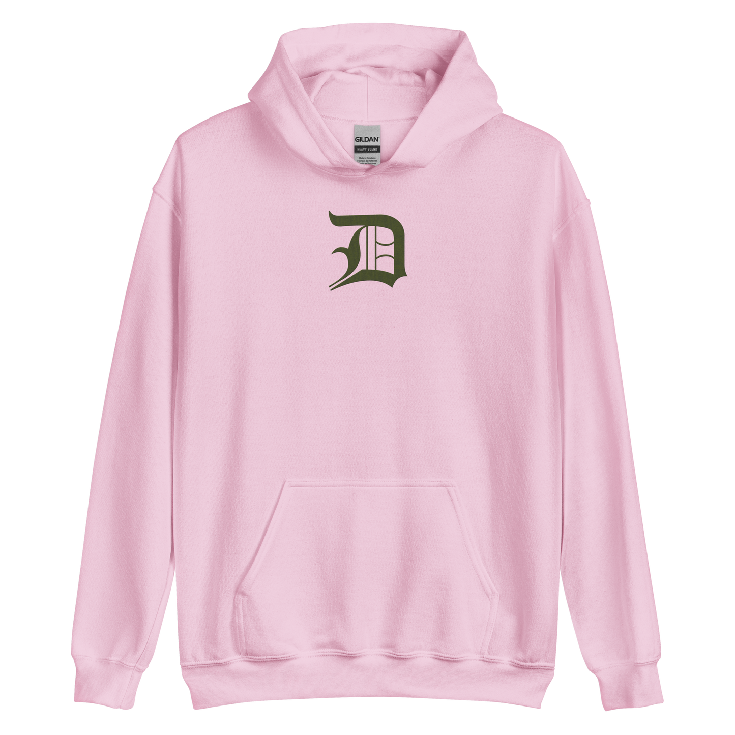 Detroit 'Old English D' Hoodie (Army Green) | Unisex Standard - Emb.