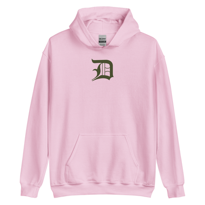 Detroit 'Old English D' Hoodie (Army Green) | Unisex Standard - Emb.