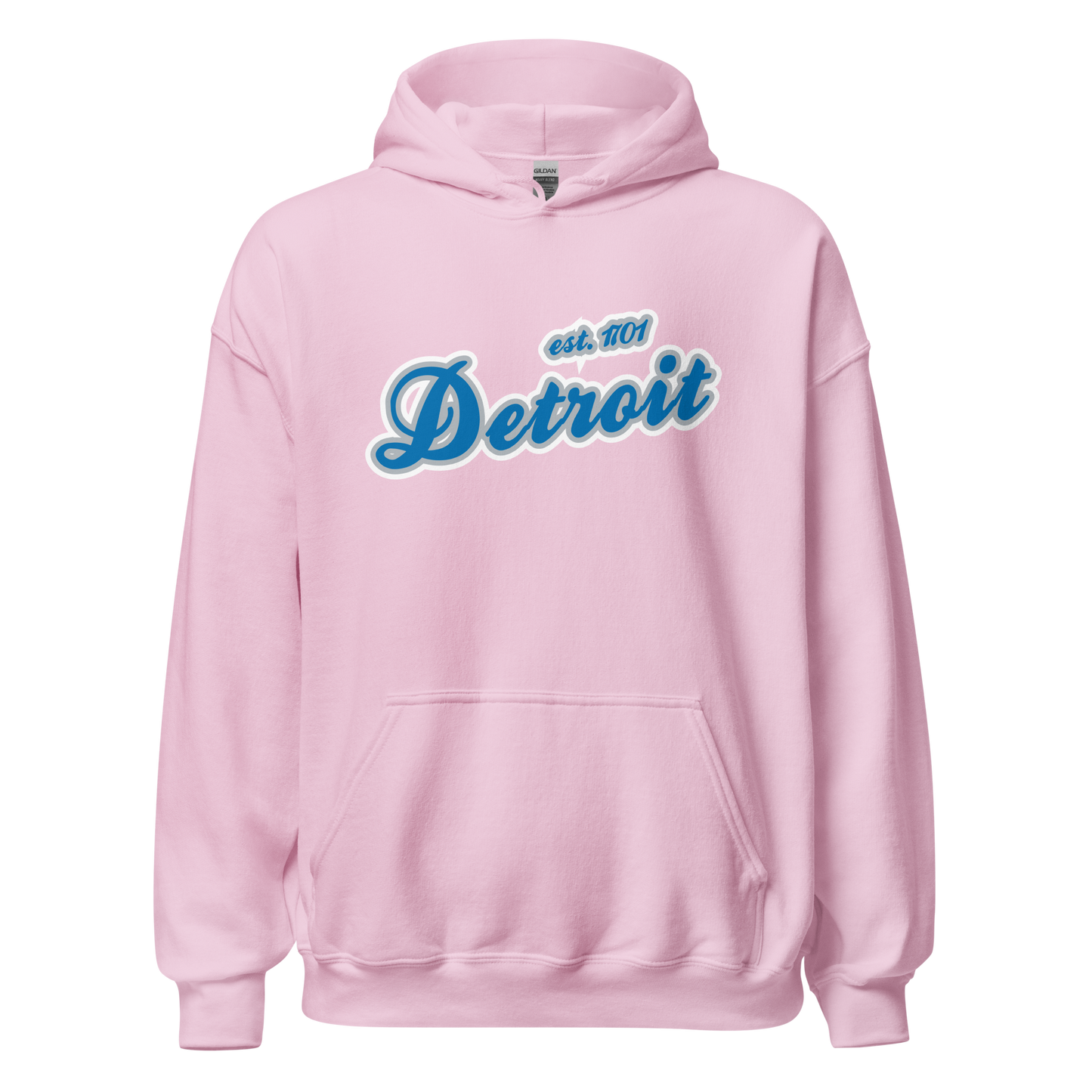 'Detroit EST. 1701' Hoodie (Azure Script Font) | Unisex Standard