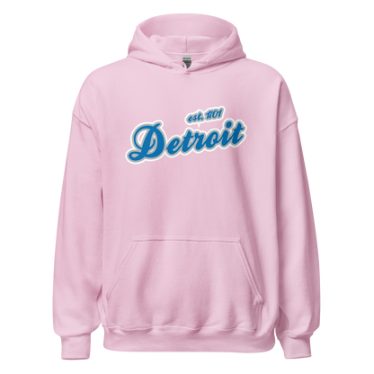 'Detroit EST. 1701' Hoodie (Azure Script Font) | Unisex Standard