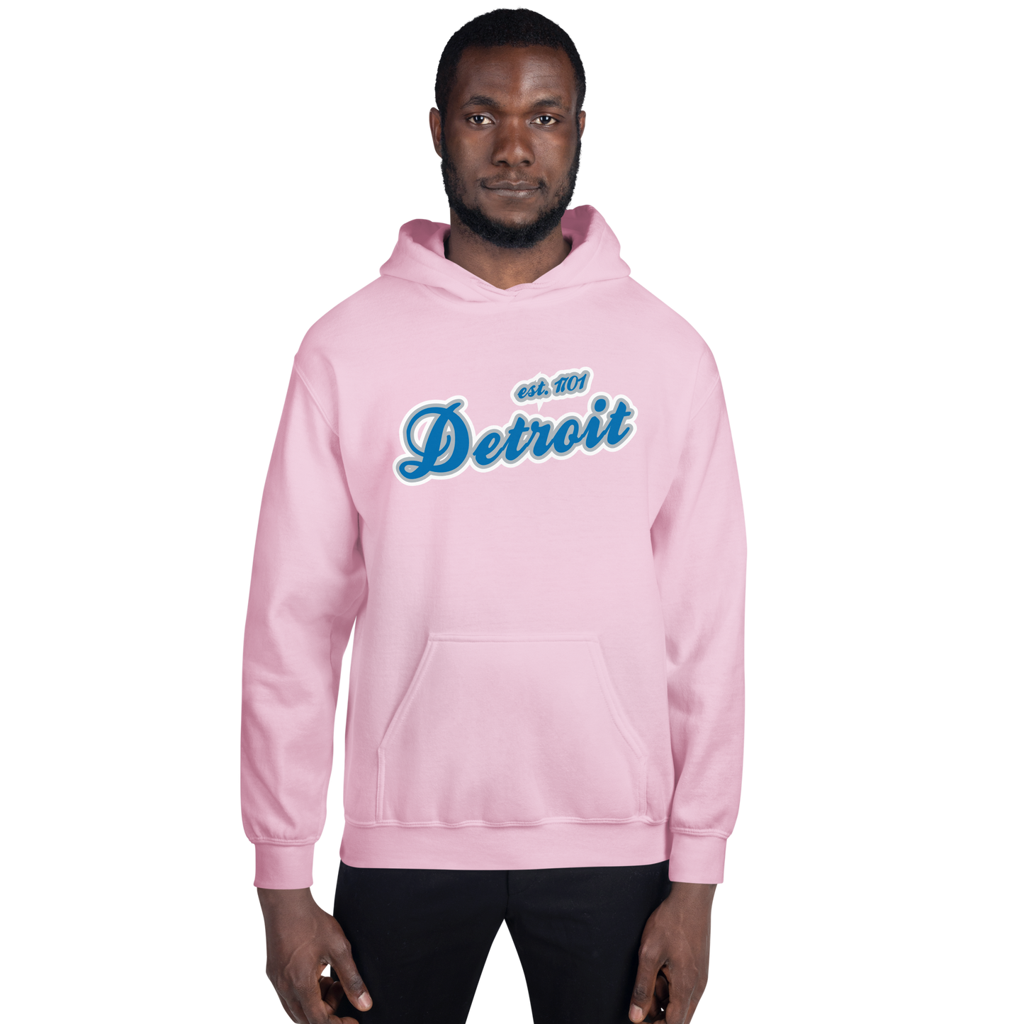 'Detroit EST. 1701' Hoodie (Azure Script Font) | Unisex Standard