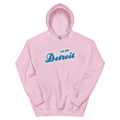 'Detroit EST. 1701' Hoodie (Azure Script Font) | Unisex Standard