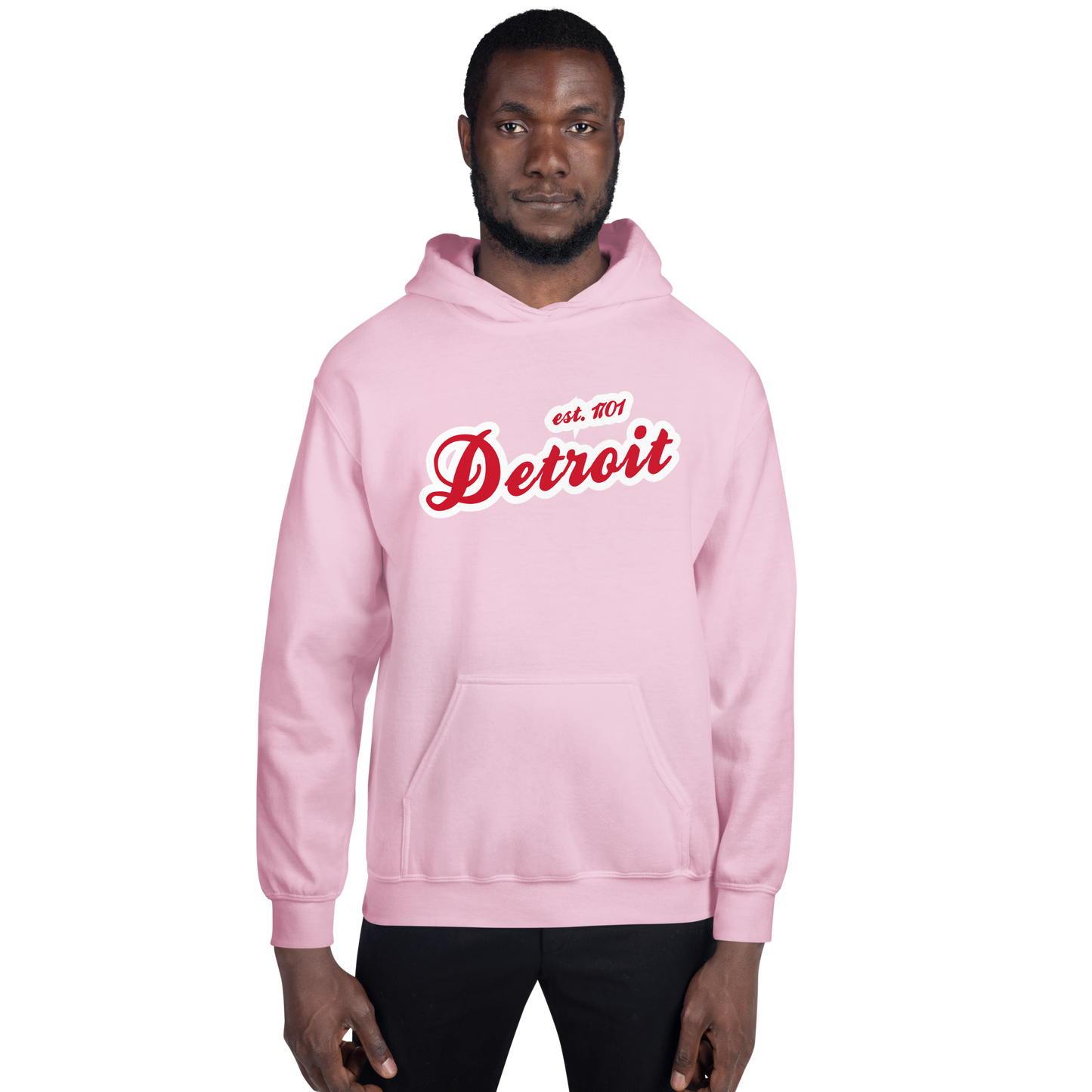 'Detroit EST. 1701' Hoodie (Aliform Red Script Font) | Unisex Standard