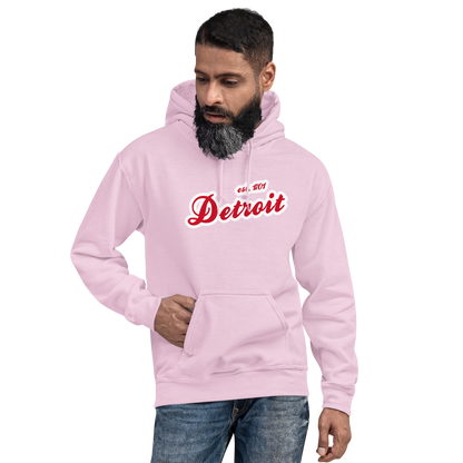 'Detroit EST. 1701' Hoodie (Aliform Red Script Font) | Unisex Standard