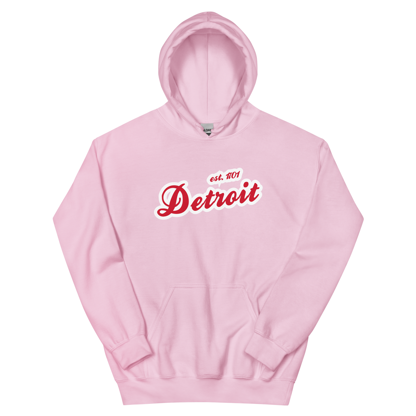 'Detroit EST. 1701' Hoodie (Aliform Red Script Font) | Unisex Standard