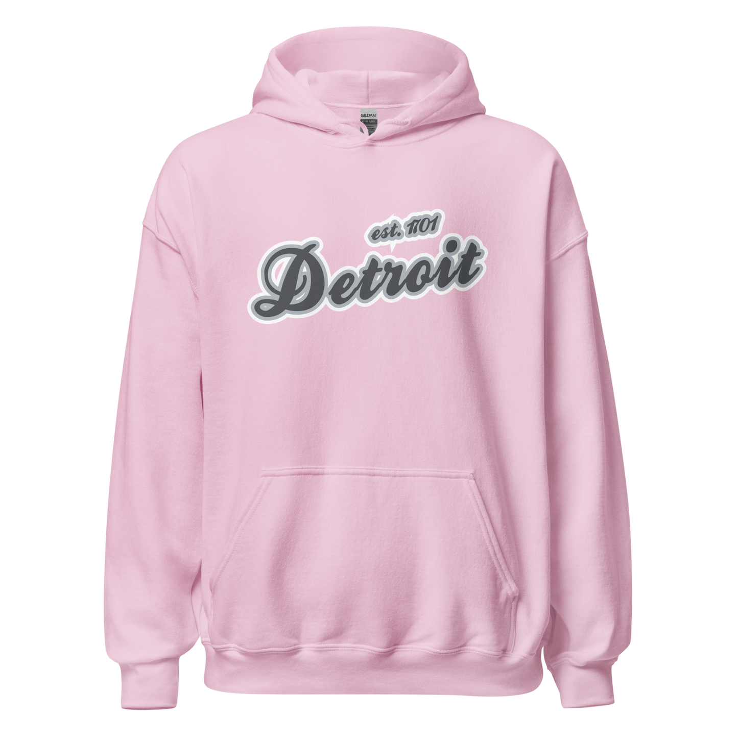 'Detroit EST. 1701' Hoodie (Iron Ore Grey Script Font) | Unisex Standard