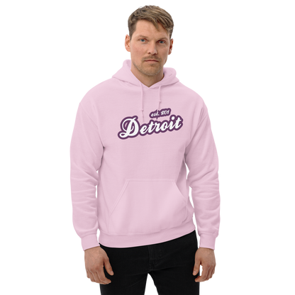 'Detroit EST. 1701' Hoodie (Plum Script Font) | Unisex Standard