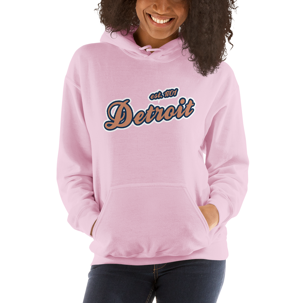 'Detroit EST. 1701' Hoodie (Copper Script Font) | Unisex Standard