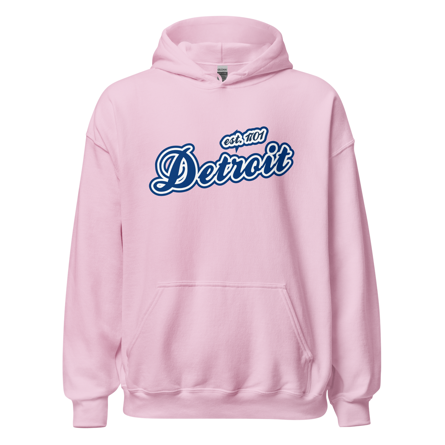 'Detroit EST. 1701' Hoodie (Dearborn Blue Script Font) | Unisex Standard