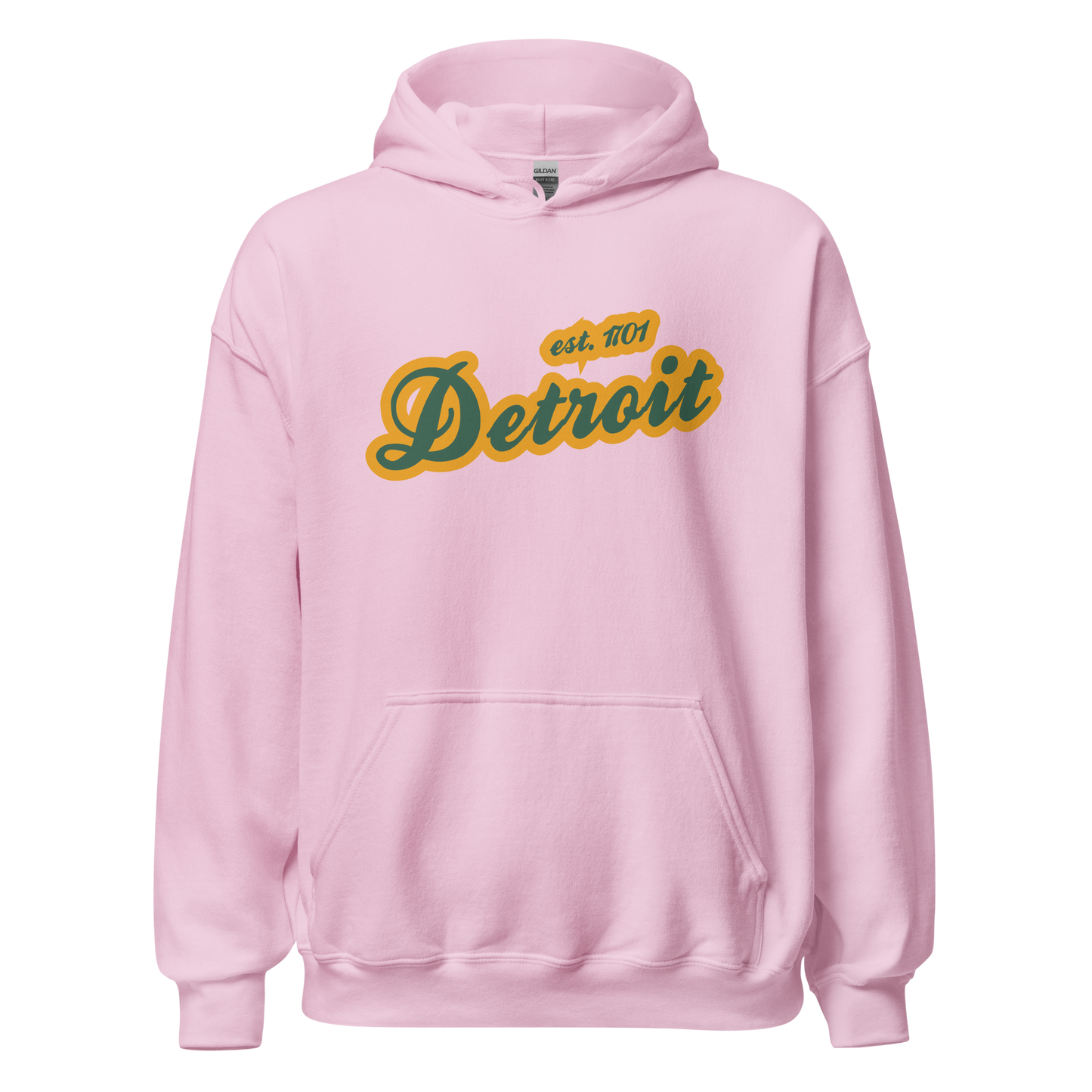 'Detroit EST. 1701' Hoodie (Ginger Ale Green Script Font) | Unisex Standard