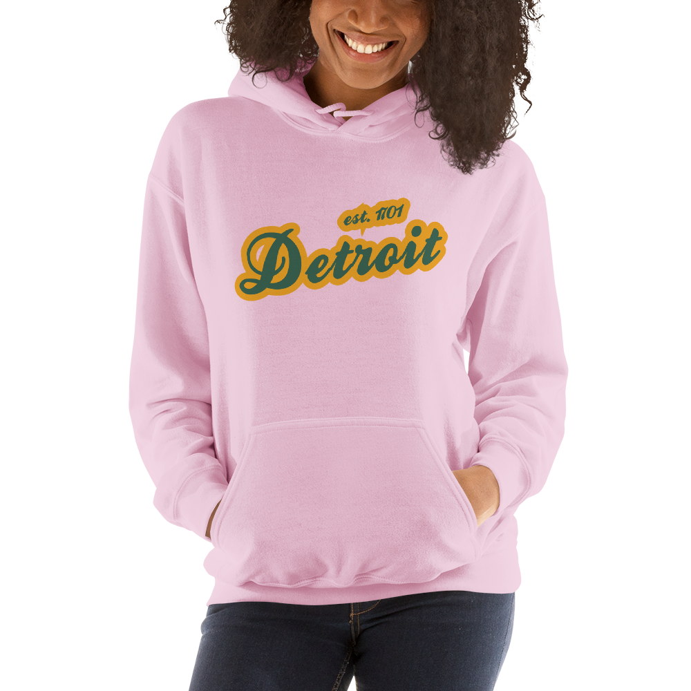 'Detroit EST. 1701' Hoodie (Ginger Ale Green Script Font) | Unisex Standard