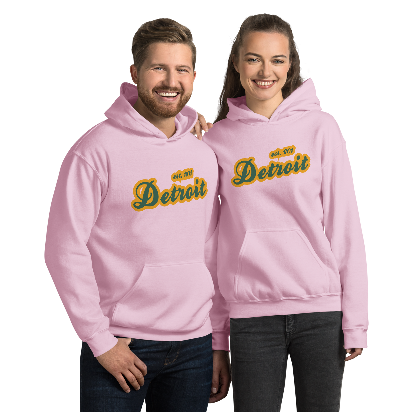 'Detroit EST. 1701' Hoodie (Ginger Ale Green Script Font) | Unisex Standard