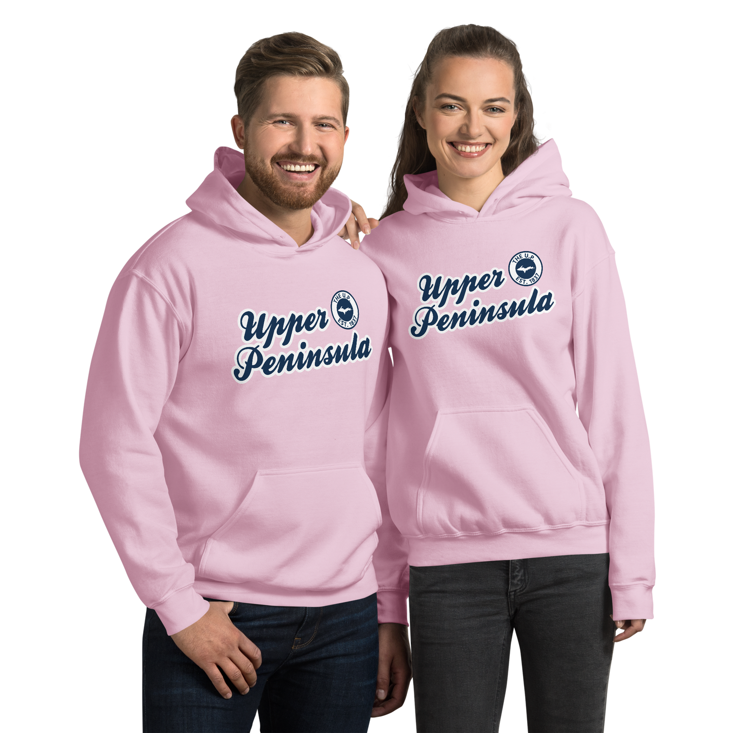 'Upper Peninsula EST. 1837' Hoodie (Navy Script Font) | Unisex Standard