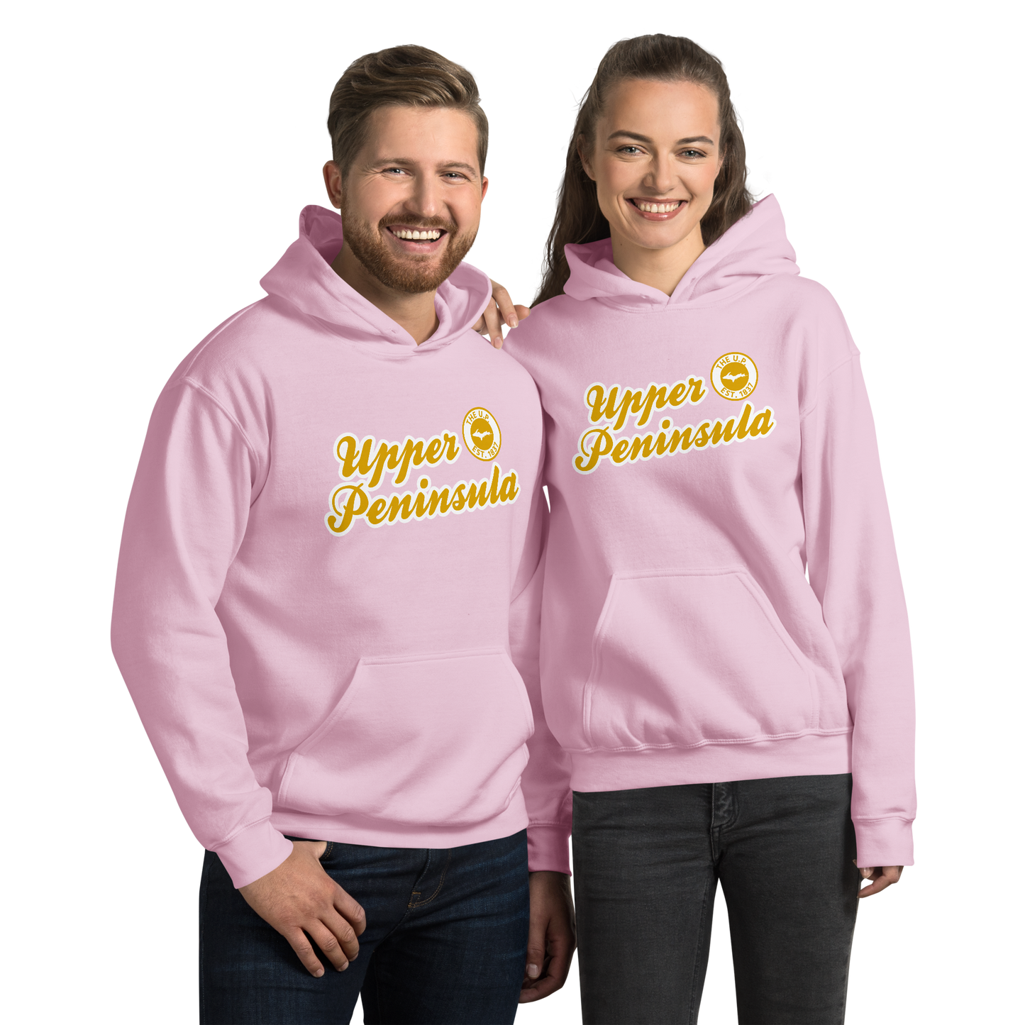 'Upper Peninsula EST. 1837' Hoodie (Gold Script Font) | Unisex Standard