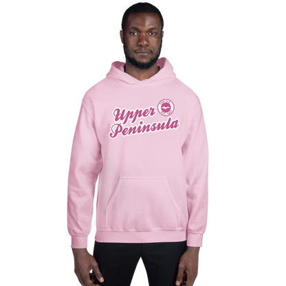 'Upper Peninsula EST. 1837' Hoodie (Apple Blossom Pink Script Font) | Unisex Standard