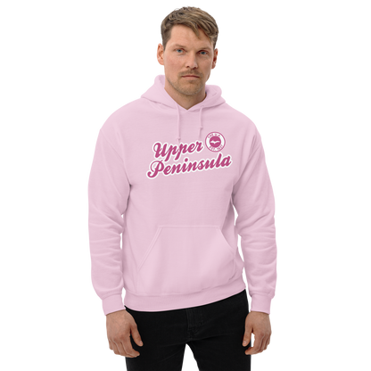 'Upper Peninsula EST. 1837' Hoodie (Apple Blossom Pink Script Font) | Unisex Standard