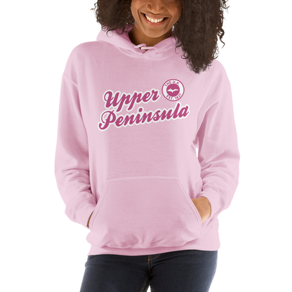 'Upper Peninsula EST. 1837' Hoodie (Apple Blossom Pink Script Font) | Unisex Standard