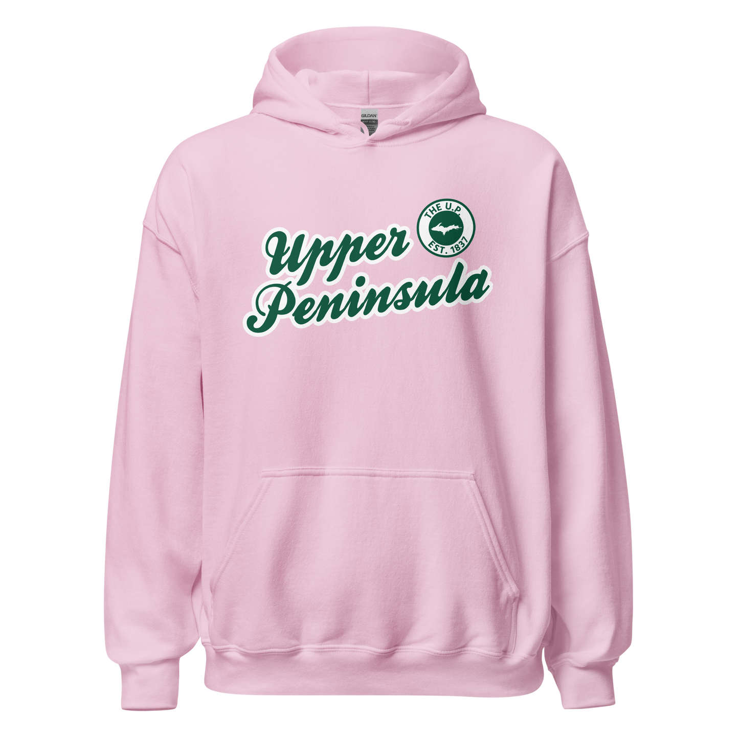 'Upper Peninsula EST. 1837' Hoodie (Superior Green Script Font) | Unisex Standard