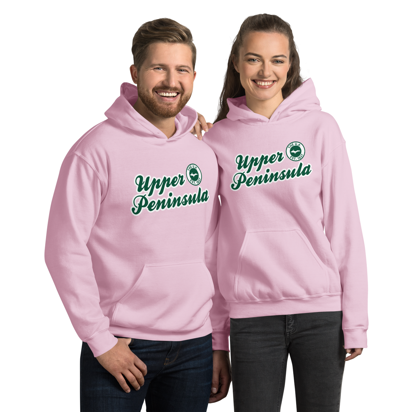 'Upper Peninsula EST. 1837' Hoodie (Superior Green Script Font) | Unisex Standard