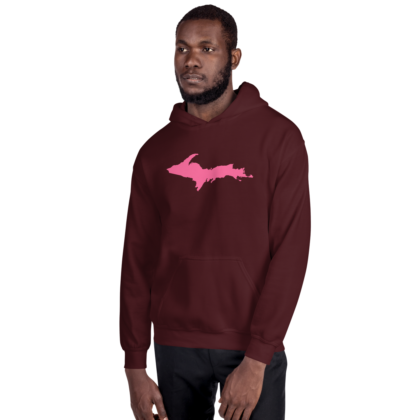 Michigan Upper Peninsula Hoodie (w/ Pink UP Outline) | Unisex Standard