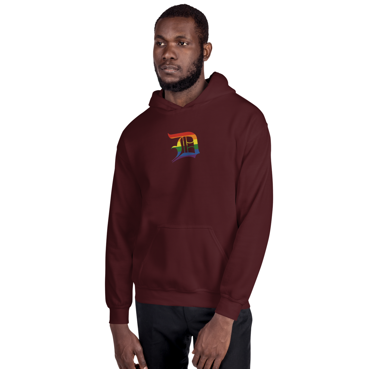 Detroit 'Old English D' Hoodie (Rainbow Pride Edition) | Unisex Standard - Emb.