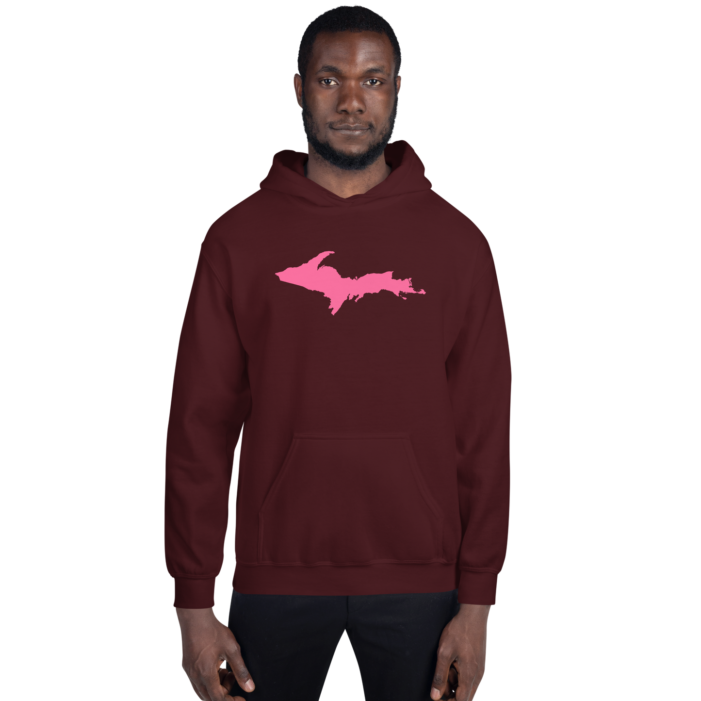 Michigan Upper Peninsula Hoodie (w/ Pink UP Outline) | Unisex Standard