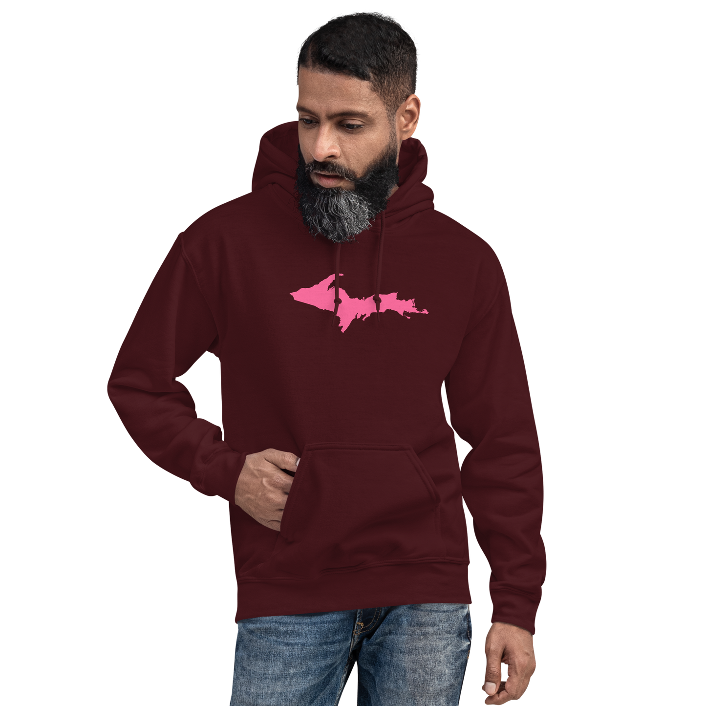 Michigan Upper Peninsula Hoodie (w/ Pink UP Outline) | Unisex Standard