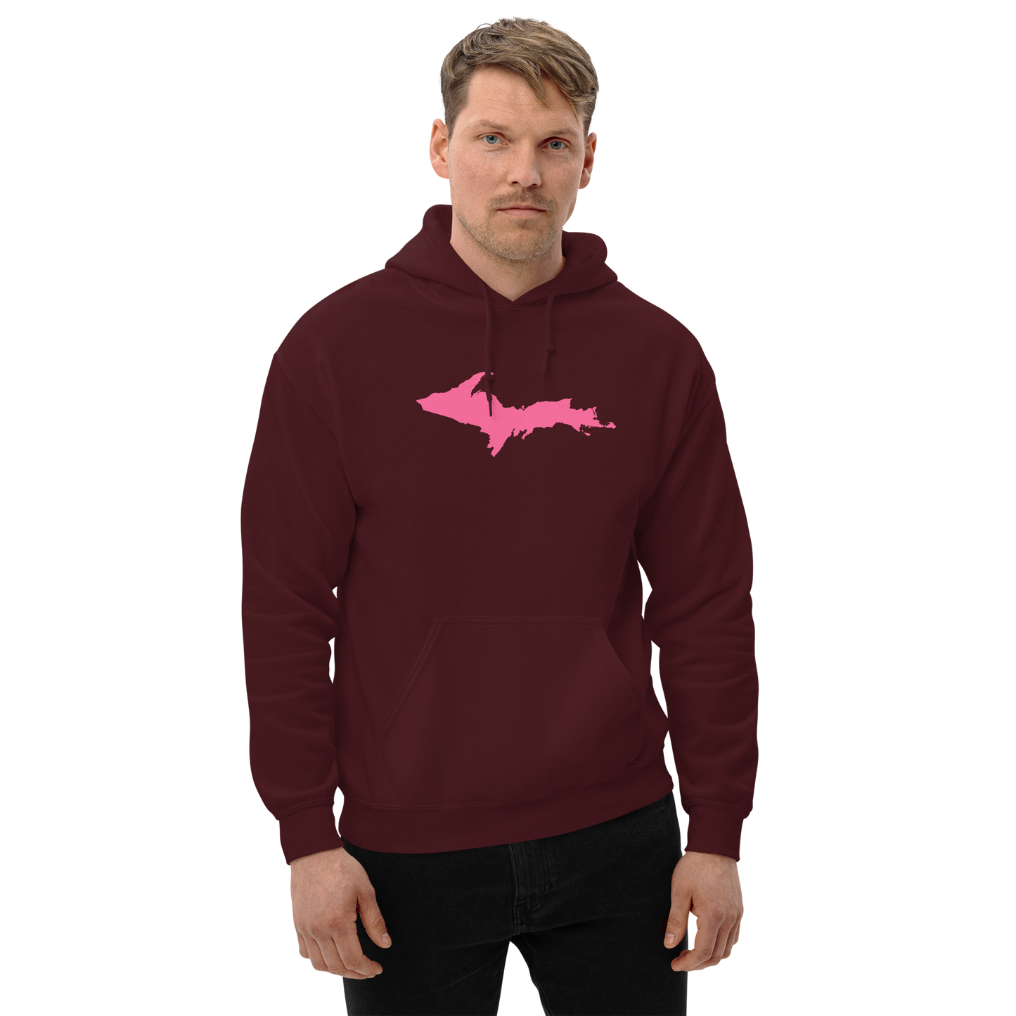 Michigan Upper Peninsula Hoodie (w/ Pink UP Outline) | Unisex Standard