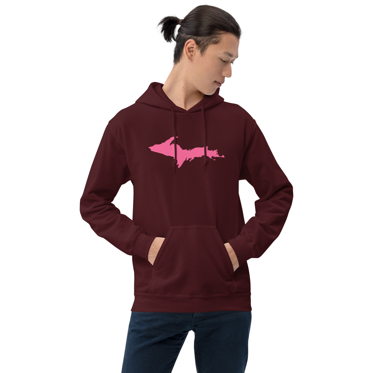 Michigan Upper Peninsula Hoodie (w/ Pink UP Outline) | Unisex Standard