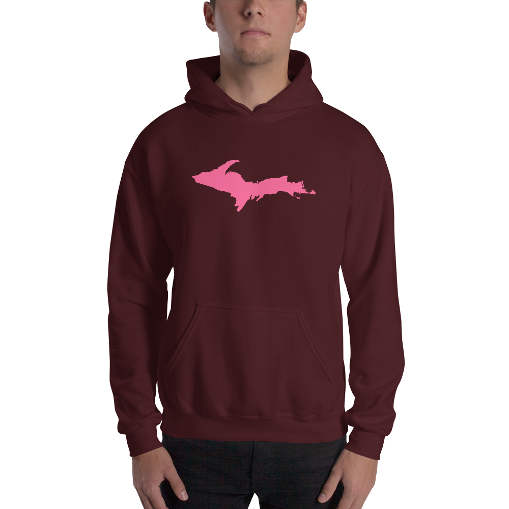 Michigan Upper Peninsula Hoodie (w/ Pink UP Outline) | Unisex Standard