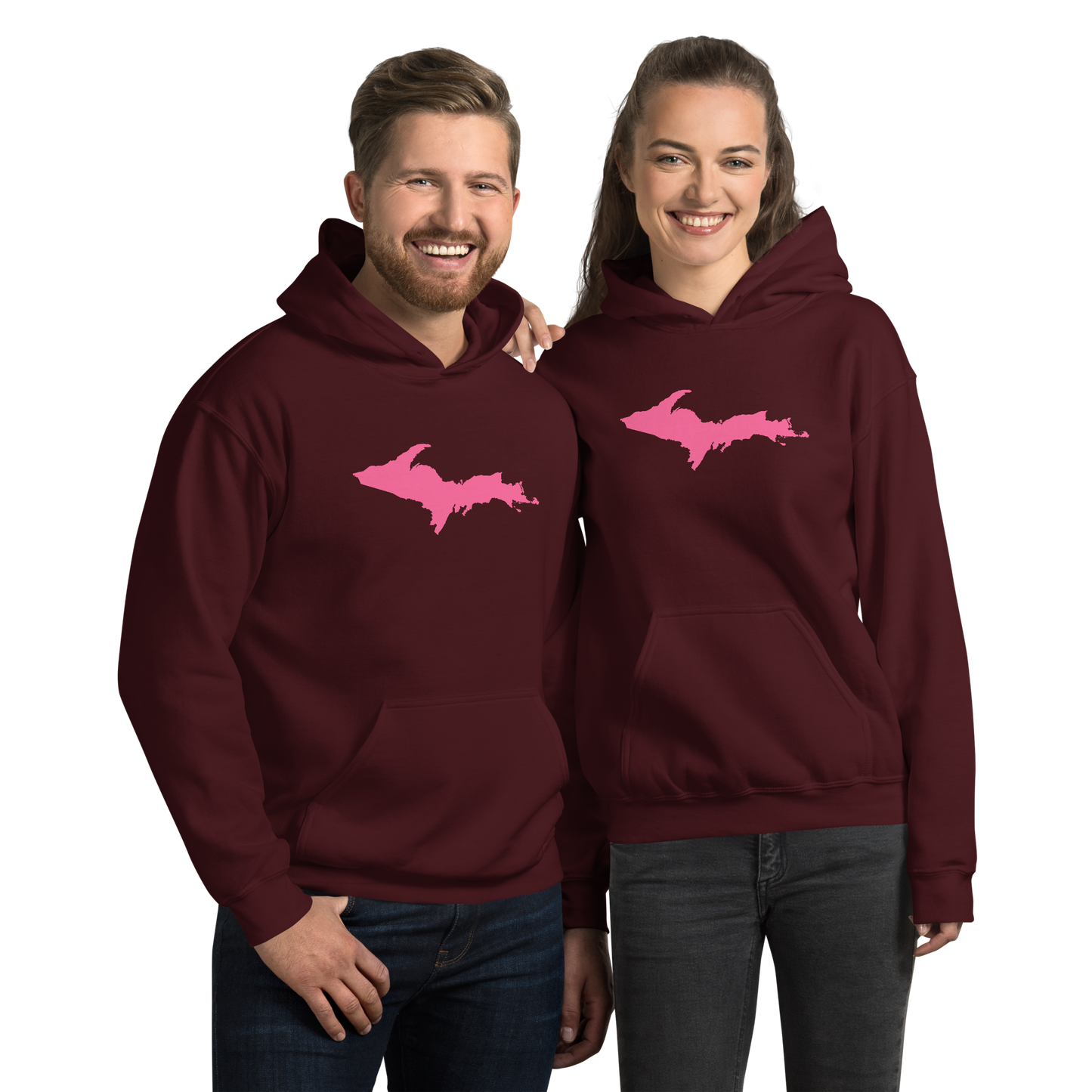 Michigan Upper Peninsula Hoodie (w/ Pink UP Outline) | Unisex Standard