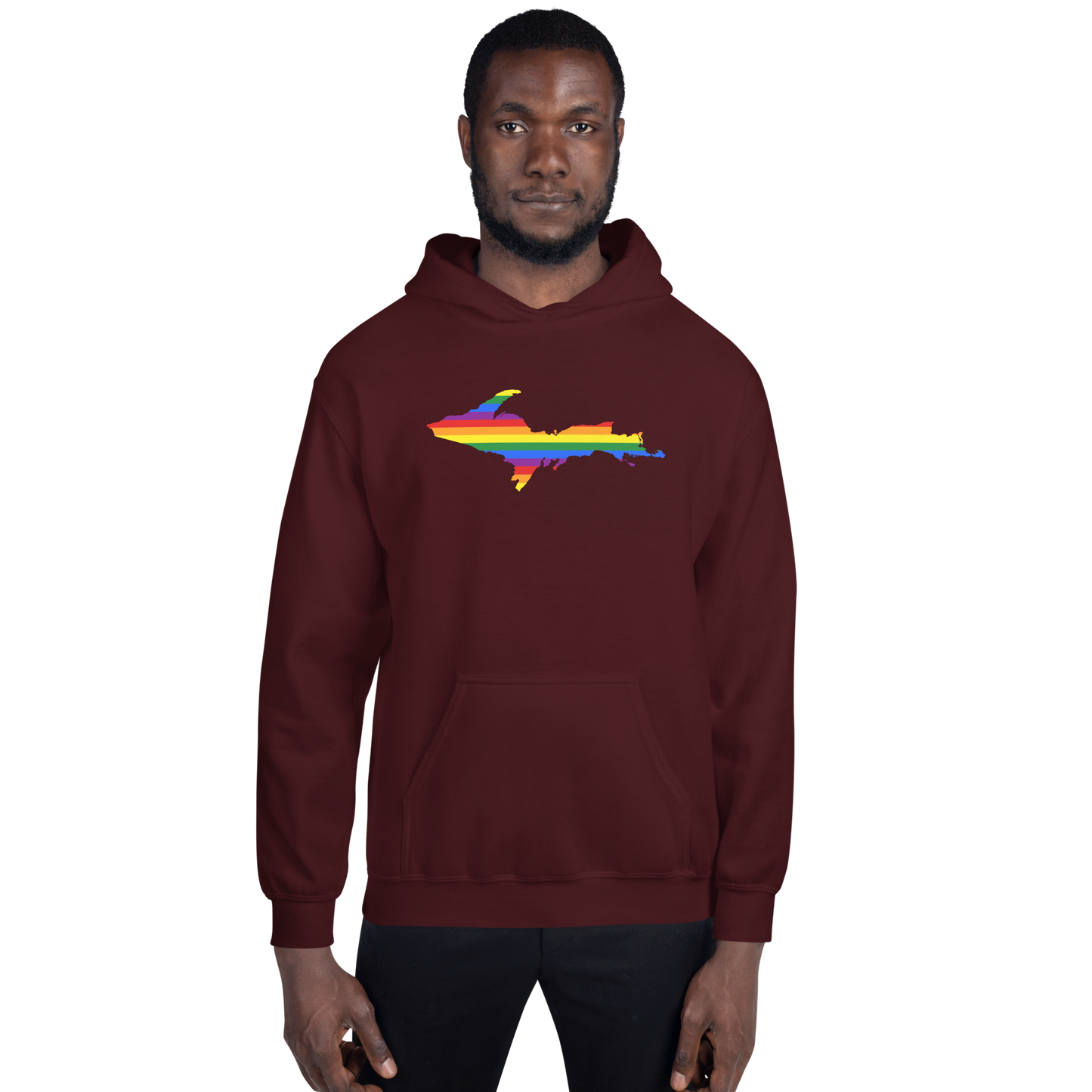 Michigan Upper Peninsula Hoodie (w/ UP Pride Flag Outline) | Unisex Standard