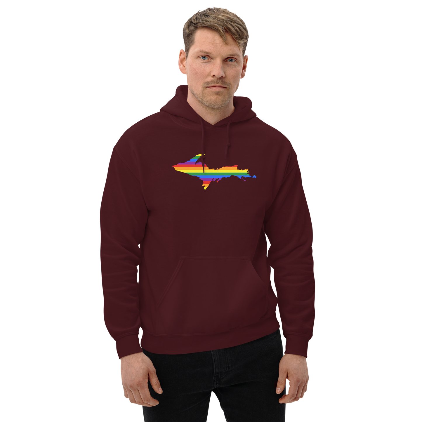 Michigan Upper Peninsula Hoodie (w/ UP Pride Flag Outline) | Unisex Standard