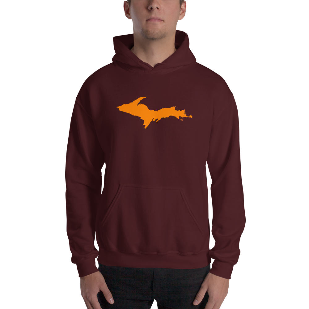 Michigan Upper Peninsula Hoodie (w/ Orange UP Outline) | Unisex Standard