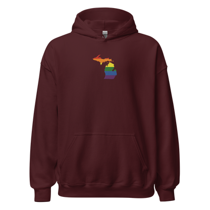 Michigan Hoodie (w/ MI Rainbow Pride Flag) | Unisex Standard - Emb.