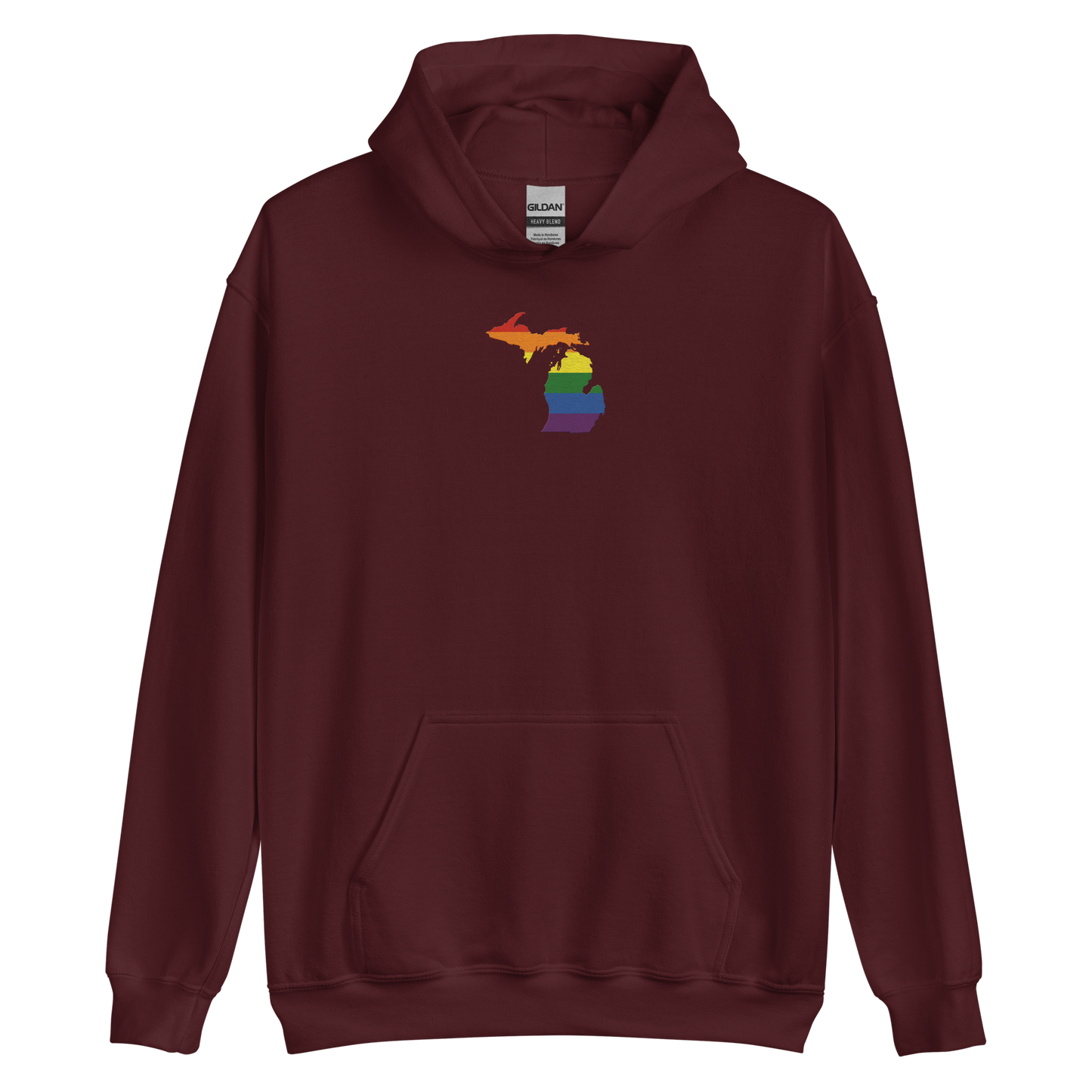 Michigan Hoodie (w/ MI Rainbow Pride Flag) | Unisex Standard - Emb.