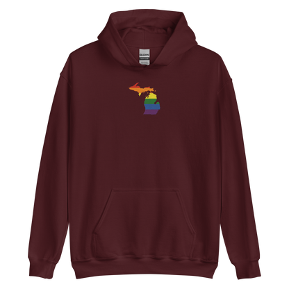 Michigan Hoodie (w/ MI Rainbow Pride Flag) | Unisex Standard - Emb.